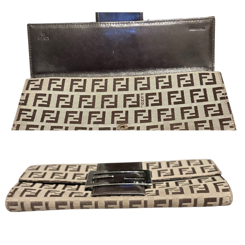 Fendi Zucca Canvas Leather Bifold Wallet | Brown FF Monogram - Picture 8 of 11